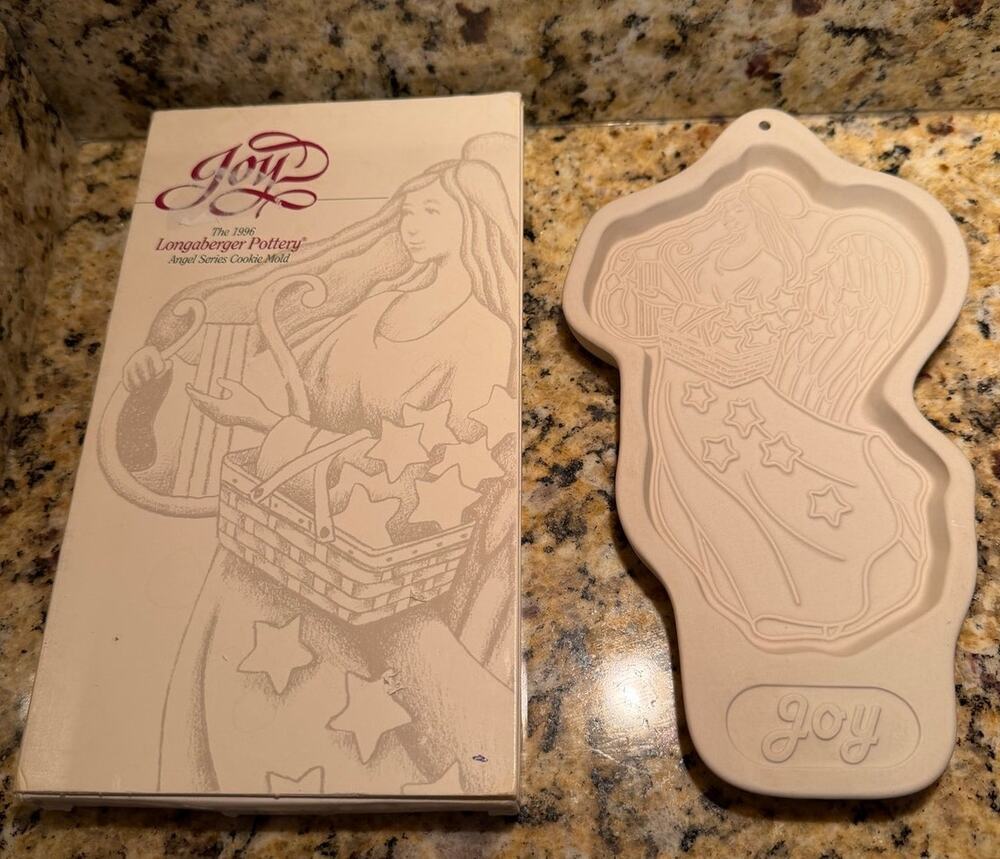 Vintage Longaberger Pottery Angel Cookie Mold 1996 Angel Series - Joy